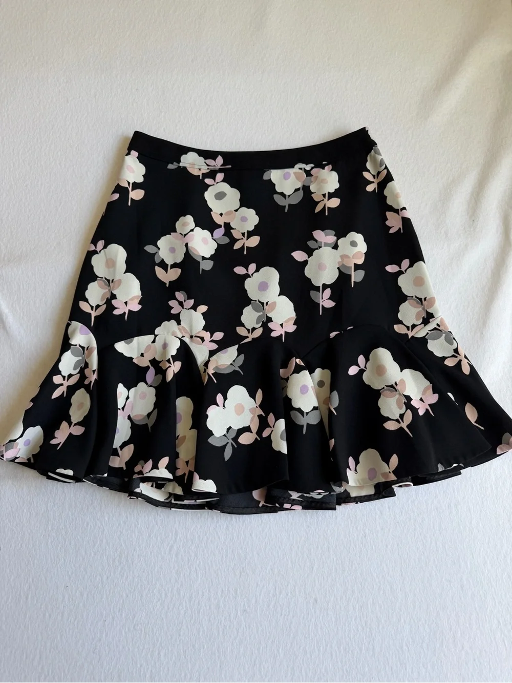 Kate Spade New York Floral Fit & Flare Skirt Black Pink Cream Lined Size 6